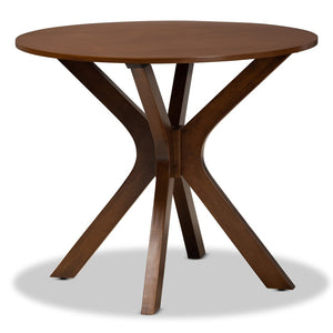 Baxton Studio Baxton Studio Maya 5-Piece Dining Set - Modern Grey Upholstered Chairs & Walnut Round Table Design Maya-Grey/Walnut-5PC Dining Set