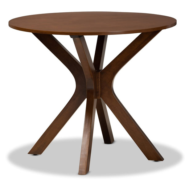 Baxton Studio Baxton Studio Maya 5-Piece Dining Set - Modern Grey Upholstered Chairs & Walnut Round Table Design Maya-Grey/Walnut-5PC Dining Set