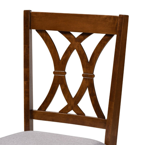 Baxton Studio Baxton Studio Maya 5-Piece Dining Set - Modern Grey Upholstered Chairs & Walnut Round Table Design Maya-Grey/Walnut-5PC Dining Set