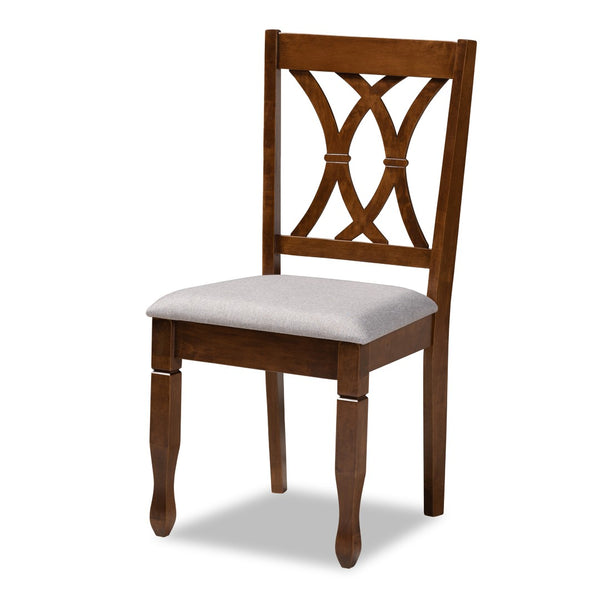 Baxton Studio Baxton Studio Leon 5-Piece Modern Dining Set: Grey Fabric Chairs & Walnut Brown Table for Comfort Leon-Grey/Walnut-5PC Dining Set