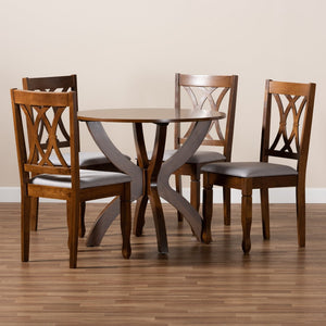 Baxton Studio Baxton Studio April 5-Piece Modern Grey Upholstered Dining Set with Walnut Finish – Comfort & Style April-Grey/Walnut-5PC Dining Set