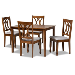 Baxton Studio Baxton Studio Sefa Modern 5-Piece Dining Set with Grey Upholstery & Walnut Finish for Stylish Dining Sefa-Grey/Walnut-5PC Dining Set