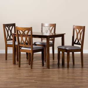 Baxton Studio Baxton Studio Sefa Modern 5-Piece Dining Set with Grey Upholstery & Walnut Finish for Stylish Dining Sefa-Grey/Walnut-5PC Dining Set