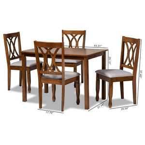 Baxton Studio Baxton Studio Sefa Modern 5-Piece Dining Set with Grey Upholstery & Walnut Finish for Stylish Dining Sefa-Grey/Walnut-5PC Dining Set