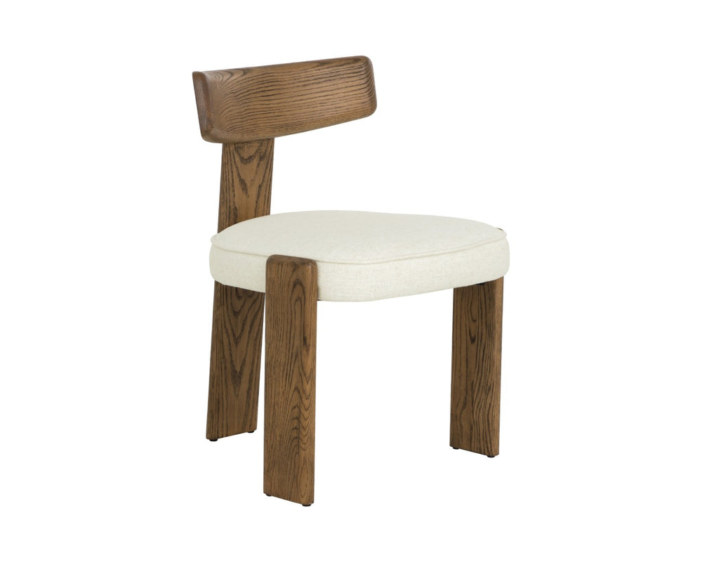 Sunpan HORTON Dining Chair - Modern Minimalist Oak Frame with Warm Brown Finish & Geralt Linen Comfort 112107