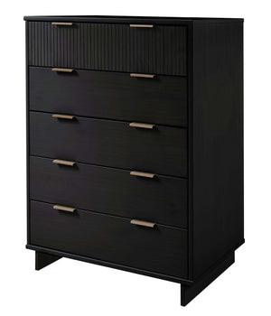 English Elm Granville 38" Black Chest - 5-Drawer Storage With Glam Hardware, Contemporary Design & Solid Wood B365S00081