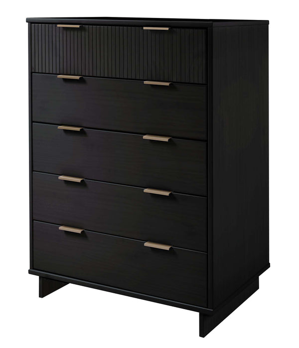 English Elm Granville 38" Black Chest - 5-Drawer Storage With Glam Hardware, Contemporary Design & Solid Wood B365S00081