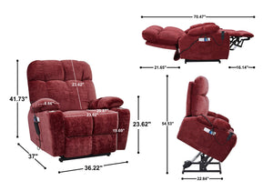 English Elm Liyasi Zero Gravity Power Recliner Eco Leather Massage Lumbar Heat Usb Charging W820S00013