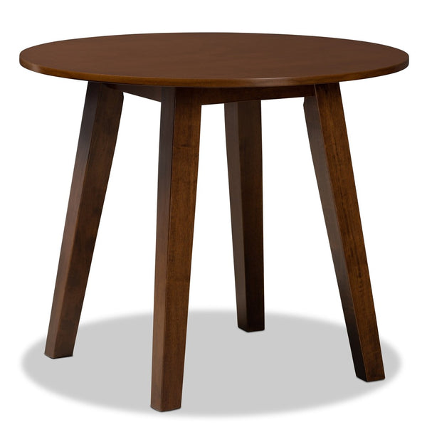 Baxton Studio Baxton Darina 5-Piece Modern Dining Set - Grey Upholstered Chairs & Walnut Round Table for Elegance Darina-Grey/Walnut-5PC Dining Set