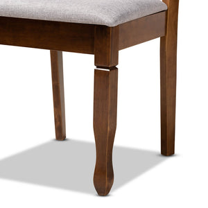 Baxton Studio Baxton Studio Ariane 5-Piece Modern Dining Set with Plush Chairs & Walnut Finish for Small Spaces Ariane-Grey/Walnut-5PC Dining Set