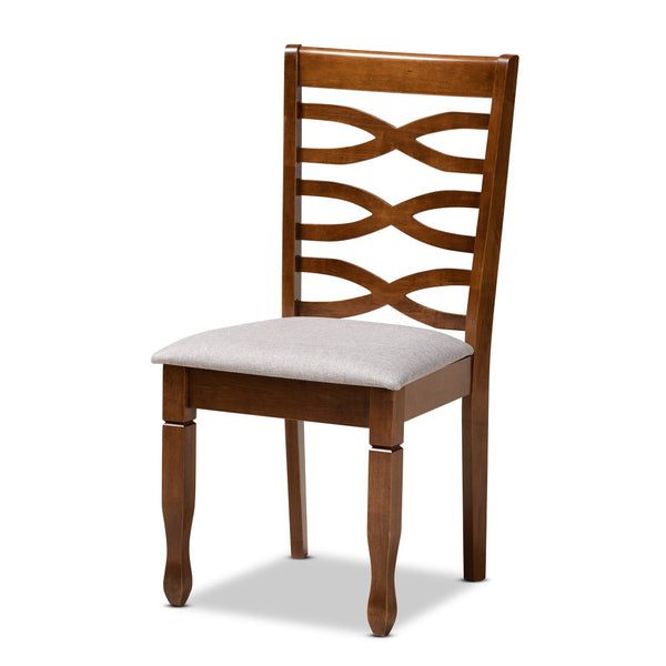 Baxton Studio Baxton Aspen 5-Piece Dining Set: Modern Grey Upholstered Chairs & Walnut Table for Stylish Dining Aspen-Grey/Walnut-5PC Dining Set