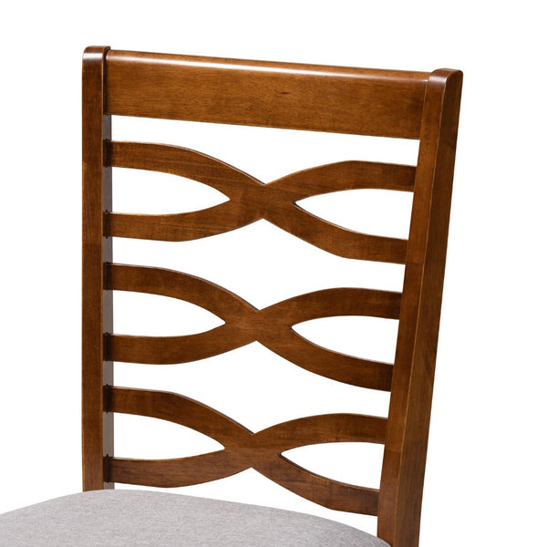 Baxton Studio Baxton Aspen 5-Piece Dining Set: Modern Grey Upholstered Chairs & Walnut Table for Stylish Dining Aspen-Grey/Walnut-5PC Dining Set