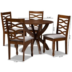 Baxton Studio Baxton Aspen 5-Piece Dining Set: Modern Grey Upholstered Chairs & Walnut Table for Stylish Dining Aspen-Grey/Walnut-5PC Dining Set