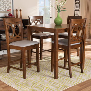 Baxton Studio Baxton Studio Lenoir 5-Piece Contemporary Pub Set with Grey Upholstery & Walnut Brown Finish RH315P-Grey/Walnut-5PC Pub Set