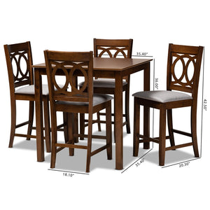 Baxton Studio Baxton Studio Lenoir 5-Piece Contemporary Pub Set with Grey Upholstery & Walnut Brown Finish RH315P-Grey/Walnut-5PC Pub Set