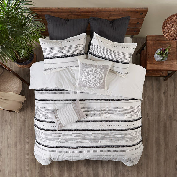 English Elm Cotton Printed Comforter Set With Boho Charm & Textured Trims For Full/Queen Bedroom Style Upgrade B03596416
