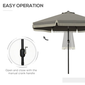 English Elm Outsunny 9Ft Ruffled Patio Umbrella With Crank & Tilt, Elegant Outdoor Market Shade For Garden & Deck W2225P200642-GIGA