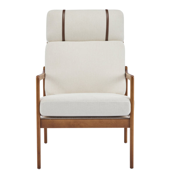 English Elm Christopher Knight Home® - Mid Century Modern Accent Armchair - Solid Wood Frame, High Back Beige Cushion, Stylish & Durable N767P298391B