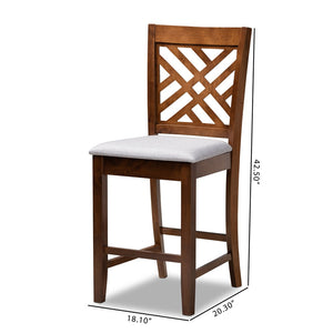 Baxton Studio Baxton Caron Modern Grey Fabric Upholstered Counter Height Pub Chair Set - Stylish Walnut Finish RH317P-Grey/Walnut-PC