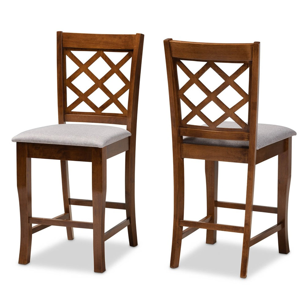 Baxton Studio Baxton Studio Aria Counter Height Pub Chair Set – Modern Grey Fabric & Walnut Brown Wood Elegance RH320P-Grey/Walnut-PC