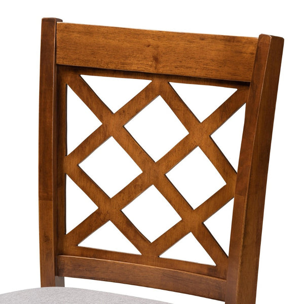 Baxton Studio Baxton Alora 5-Piece Modern Pub Set in Grey Fabric & Walnut Finish - Stylish & Comfortable Dining Solution RH320P-Grey/Walnut-5PC Pub Set