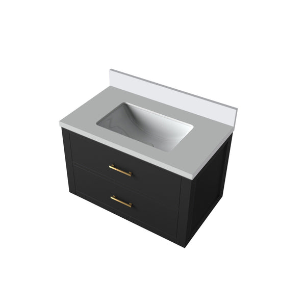 English Elm Black Single Bath Vanity With Cultured Marble Top – Elegant Design, Ample Storage, Easy Installation B2731P257915