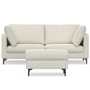 English Elm Ava Mid Century 76" Sofa with Ottoman Set — Eco-Friendly Performance Fabric, Durable Foam Comfort Cream B136P199259