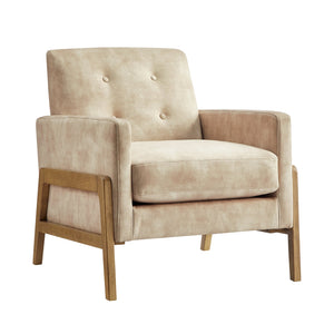 English Elm Matson Tufted Back Accent Chair with Plush Foam, Coil Spring Support, Textured Polyester Upholstery Sand B050P390601