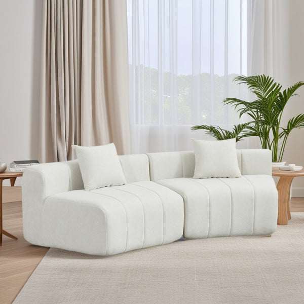 English Elm Chenille Modular Sectional Sofa Curved Piano Key Design Plush Living Room Lounge Seating Beige W834P389117