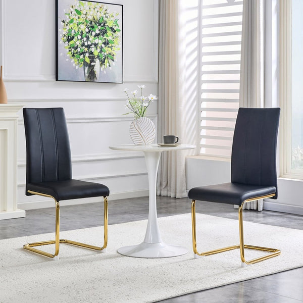 English Elm 4-pack Pu High-back Dining Chairs with Powder-coated Metal Legs for Modern Kitchens W3875P372874