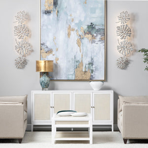 Crestview Collection 52"H Elegant Dusty White And Gold Metal Wall Sconce - Chic Lighting Fixture For Modern Decor   Cvw1zp013