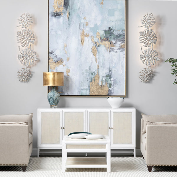 Crestview Collection 52"H Elegant Dusty White And Gold Metal Wall Sconce - Chic Lighting Fixture For Modern Decor   Cvw1zp013