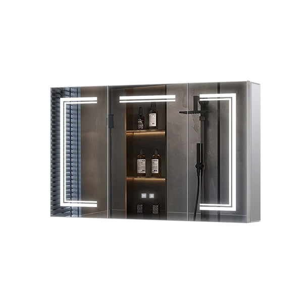 English Elm Mesa Triple Door Led Medicine Cabinet with Defogger Aluminum Frame Bathroom Storage B2731P478365