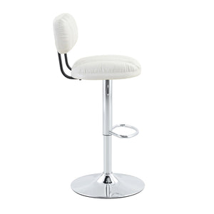 English Elm Set of 2 Adjustable Pu Leather Barstools with Chrome Base for Kitchen or Home Bar White+Silver W3875P378574