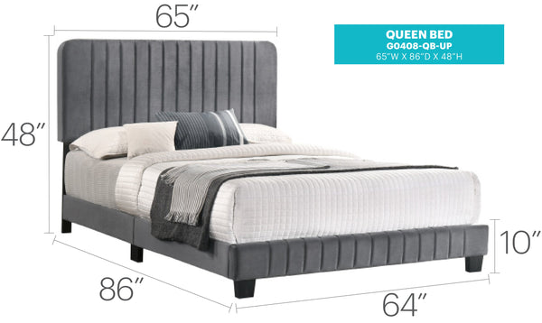 English Elm Contemporary Velvet Full Bed with Durable Frame, Lively Finish and Modern Lines for Stylish Bedrooms Gray 26.8 L x 65.8 W x 5 H B078107888