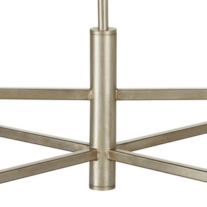 Courante Silver Chandelier - Elegant Champagne Metal Design with Crystal Bobeches & Frosted Glass