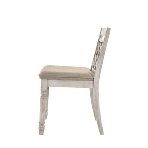 English Elm 19 Inch Cross Back Farmhouse Dining Chairs Padded Seats Distressed Wood Set of 2 B056P416831