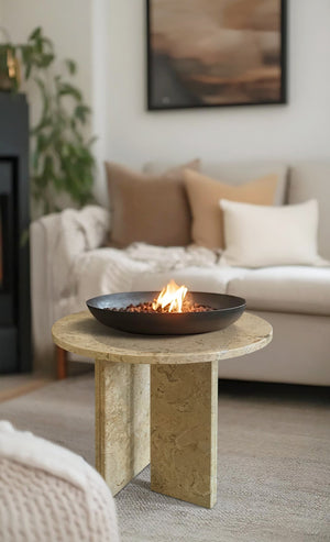 English Elm Glod Yellow Beige Natural Marble Coffee Table – Compact Round Design For Elegant Living Spaces W1696P262761