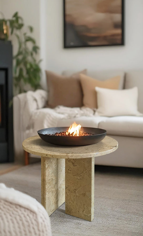 English Elm Glod Yellow Beige Natural Marble Coffee Table – Compact Round Design For Elegant Living Spaces W1696P262761