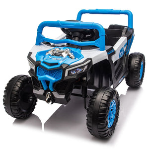 English Elm 12v Kids Electric Utv Ride on Toy with Parental Remote Swing Function and Shock Absorbers Blue W1578P368161