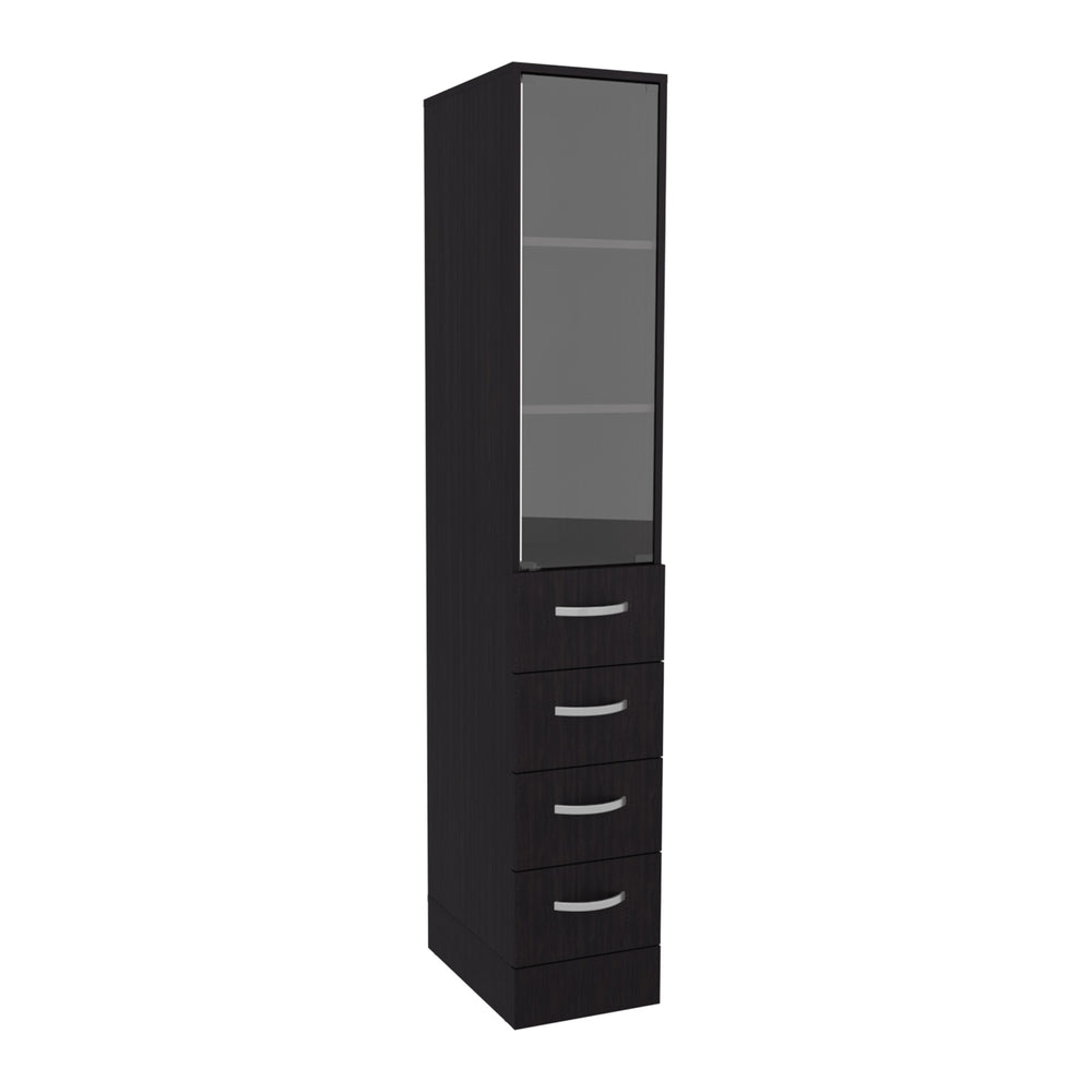 English Elm Vanguard Modern Linen Cabinet Black – 3 Open Shelves, 4 Drawers, MDF Craftsmanship, Easy Assembly, Compact Storage B070P337157