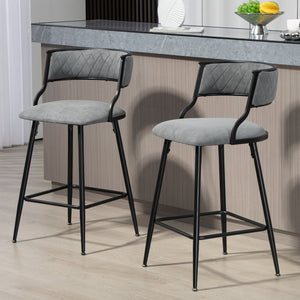 English Elm 26'' Modern Counter Height Bar Stools With Pu Upholstery & Sturdy Black Steel Frame For Kitchen Use W2215P196281