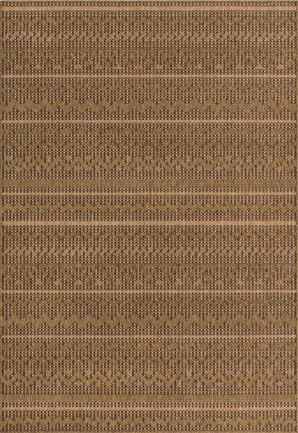 Unique Loom Outdoor Modern Southwestern Machine Made Geometric Rug Light Brown, Brown/Gold 6' 1" x 9' 0"