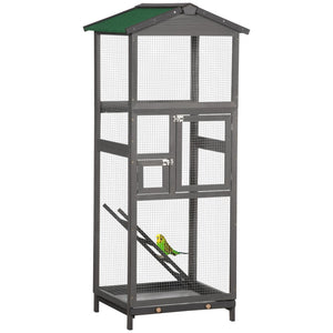 English Elm Pawhut Outdoor Fir Wood Aviary Tall Bird Habitat with Uv Protection and Pull Tray W2225P173757