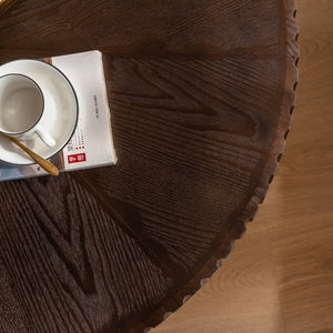 English Elm 35.4 Modern Round Retro Coffee Table with Solid Wood & MDF, Sturdy 110lb Capacity, Stylish Centerpiece Brown W757P241082