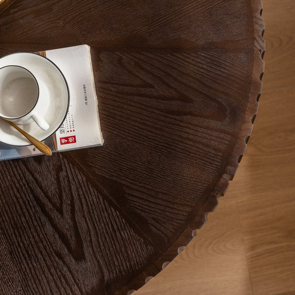 English Elm 35.4 Modern Round Retro Coffee Table with Solid Wood & MDF, Sturdy 110lb Capacity, Stylish Centerpiece Brown W757P241082