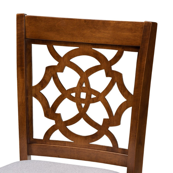 Baxton Studio Baxton Studio Oscar Grey Upholstered Counter Height Pub Chair Set with Walnut Finish, 2 Pieces RH322P-Grey/Walnut-PC