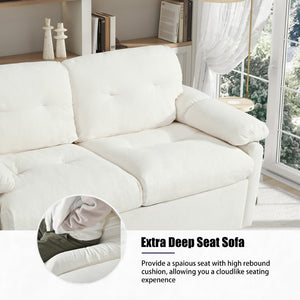 English Elm (old: W3163p269700) Convertible Chenille Sleeper Loveseat with Queen Pullout and Rolling Casters Beige W3163S00099