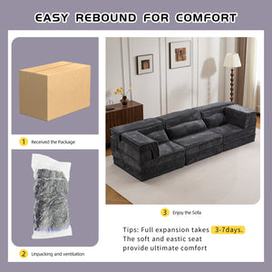 English Elm Compression Oversized Boneless Modular Sofa Bed - Versatile, No Assembly, Memory Foam Comfort In Dark Grey W3723S00021