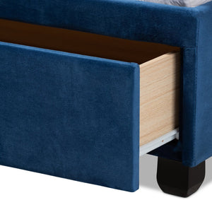 Baxton Studio Baxton Studio Caronia Stylish Navy Blue Velvet Queen Size Platform Bed with 2 Storage Drawers Caronia-Navy-Queen